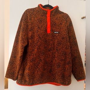Lands’ End 1/4 Snap Leopard Print Fleece Pullover 1X
